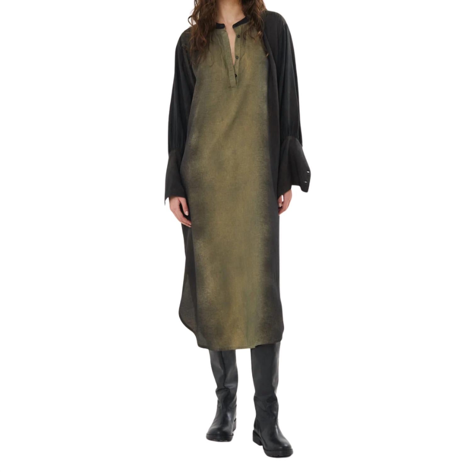 Saloner Graffiti Shirt Dress In Amila Olive Char