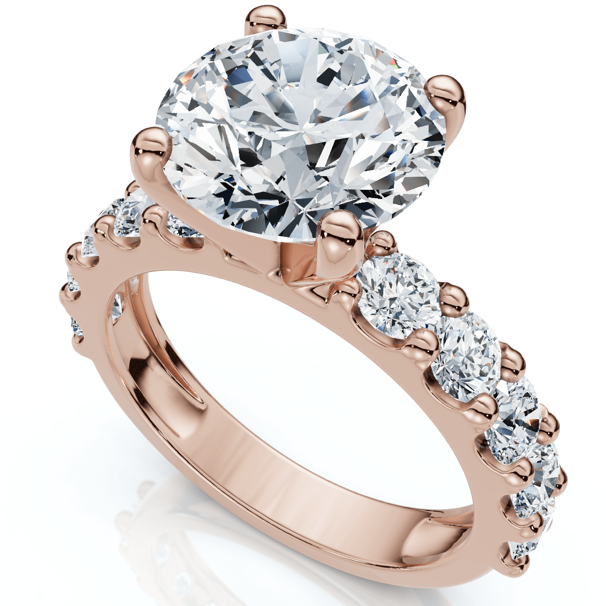 Certified 4Ct Round Cut Diamond Accent Engagement Ring 14k Gold Lab Grown