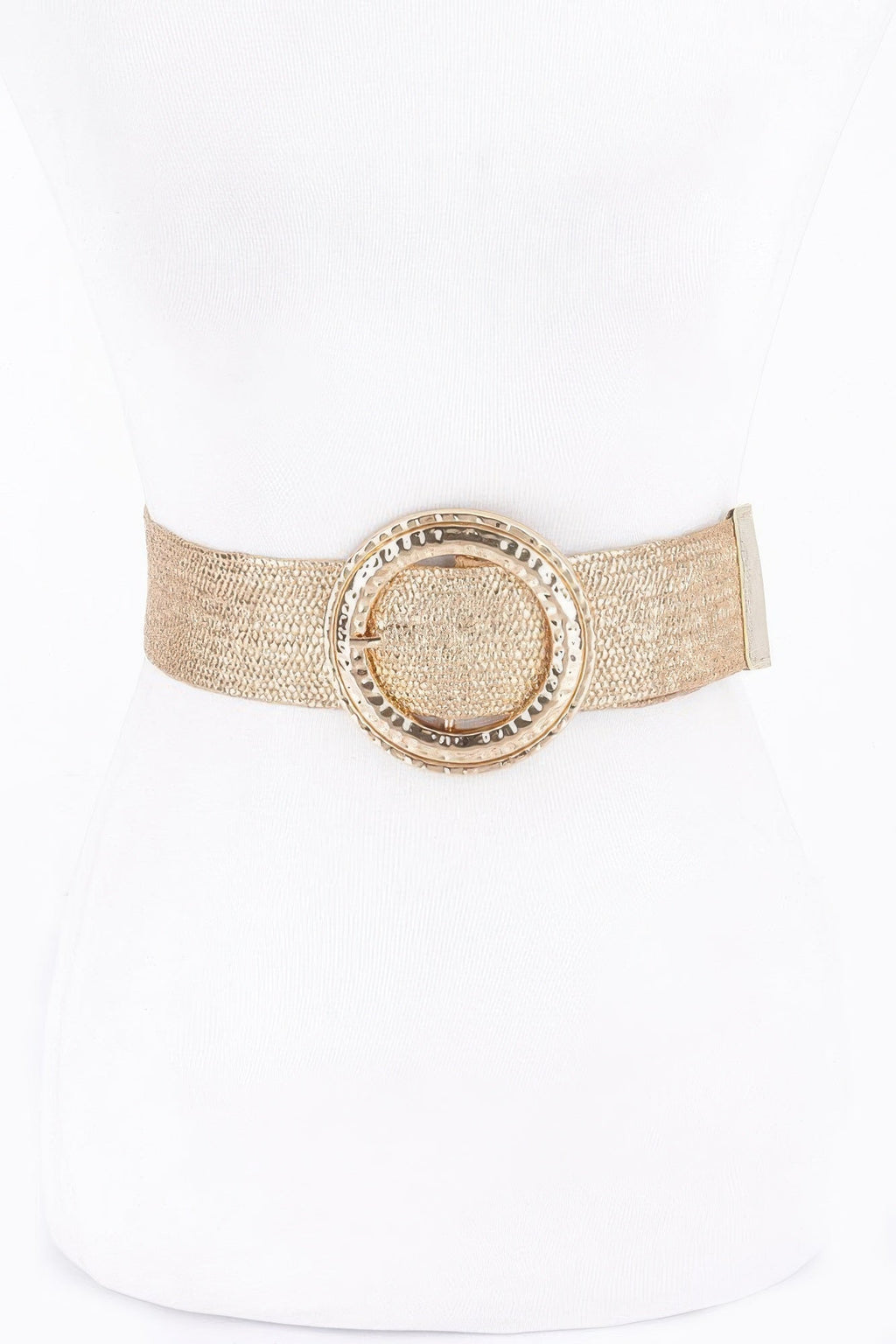 Hammered Metal Buckle Stretch Belt