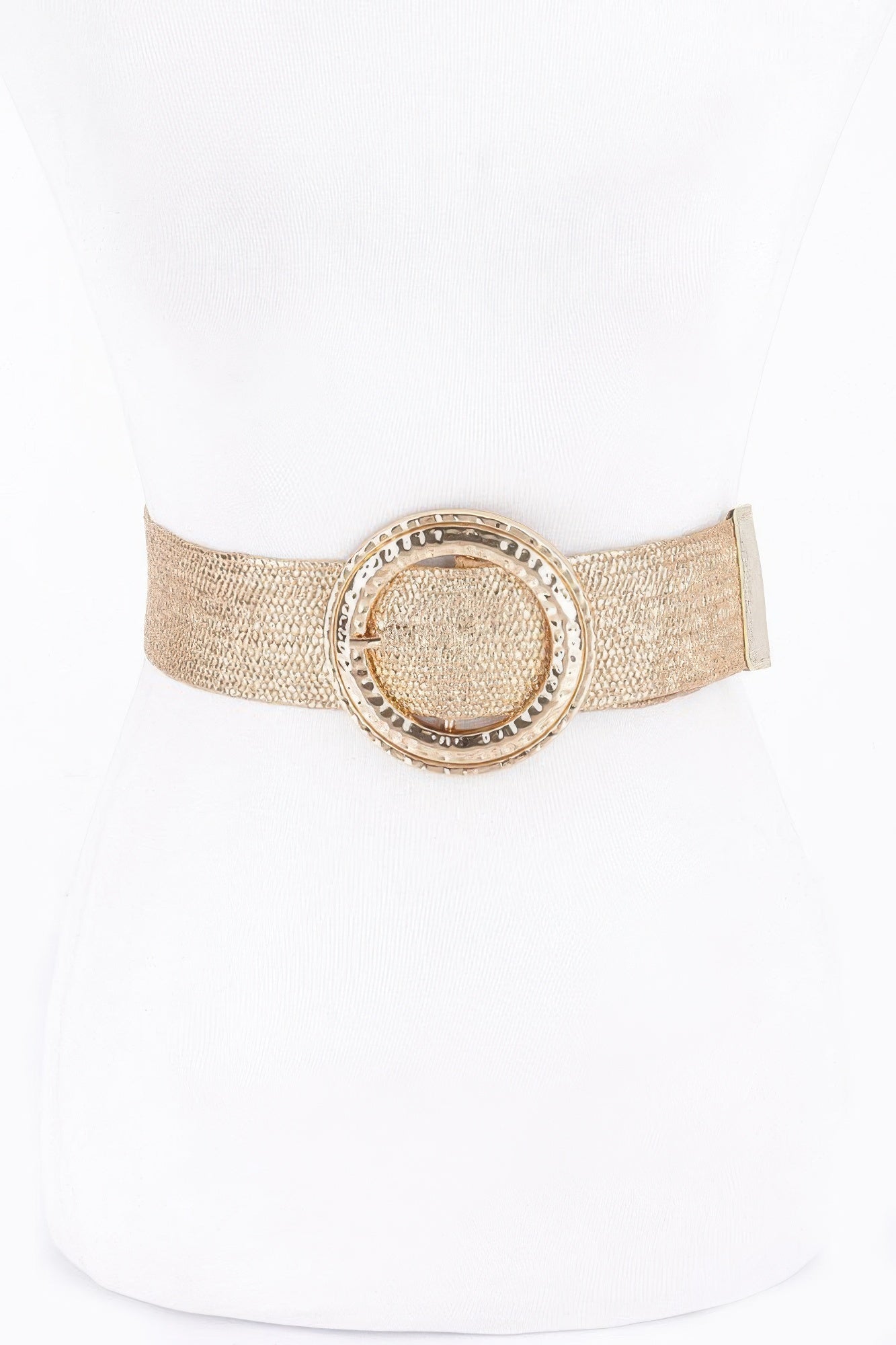 Hammered Metal Buckle Stretch Belt