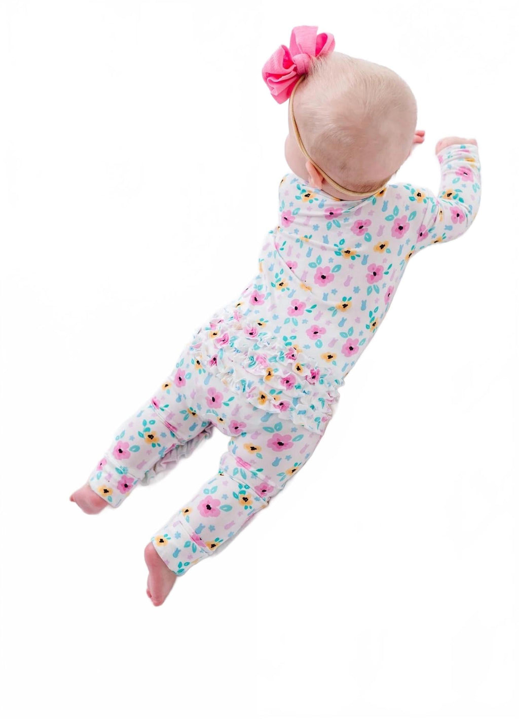 Peeps And Petals Ruffle Convertible Romper In White