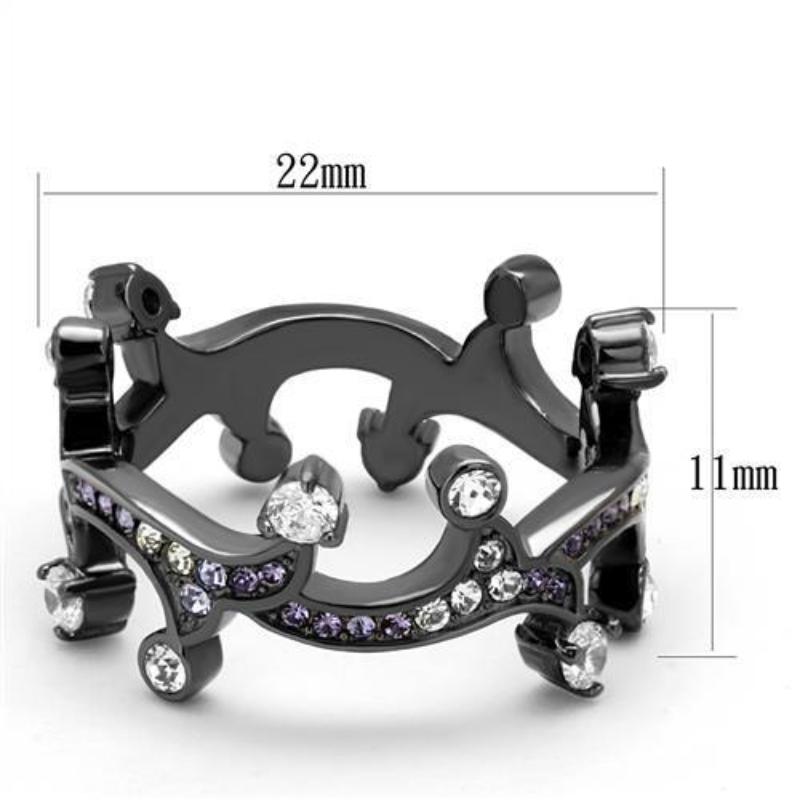 IP Light Black Stainless Steel Ring with AAA Grade CZ in Clear