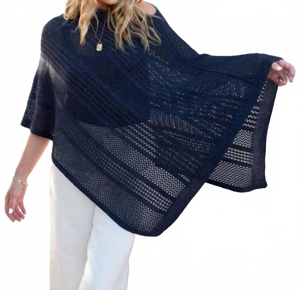 Celeste Crochet Poncho In Navy