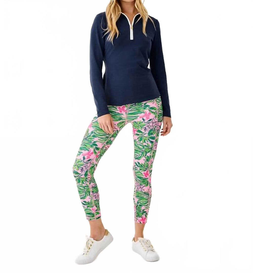 Frida Half Zip Long Sleeve Top In Low Tide Navy