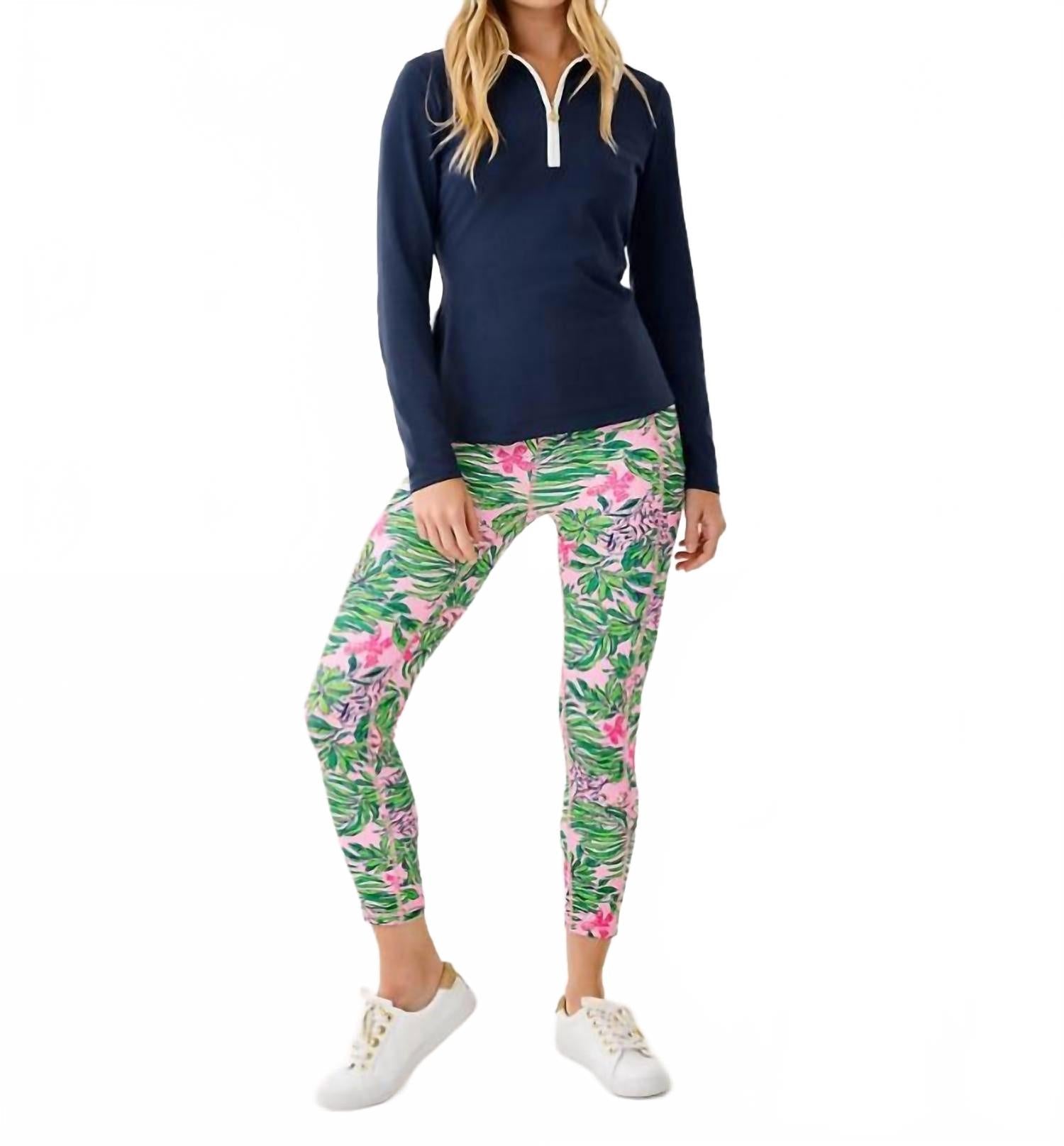 Frida Half Zip Long Sleeve Top In Low Tide Navy