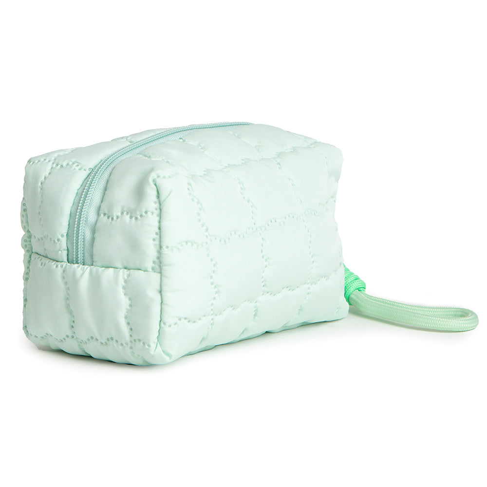 Solid Quilted Cosmetic Pouch Bag