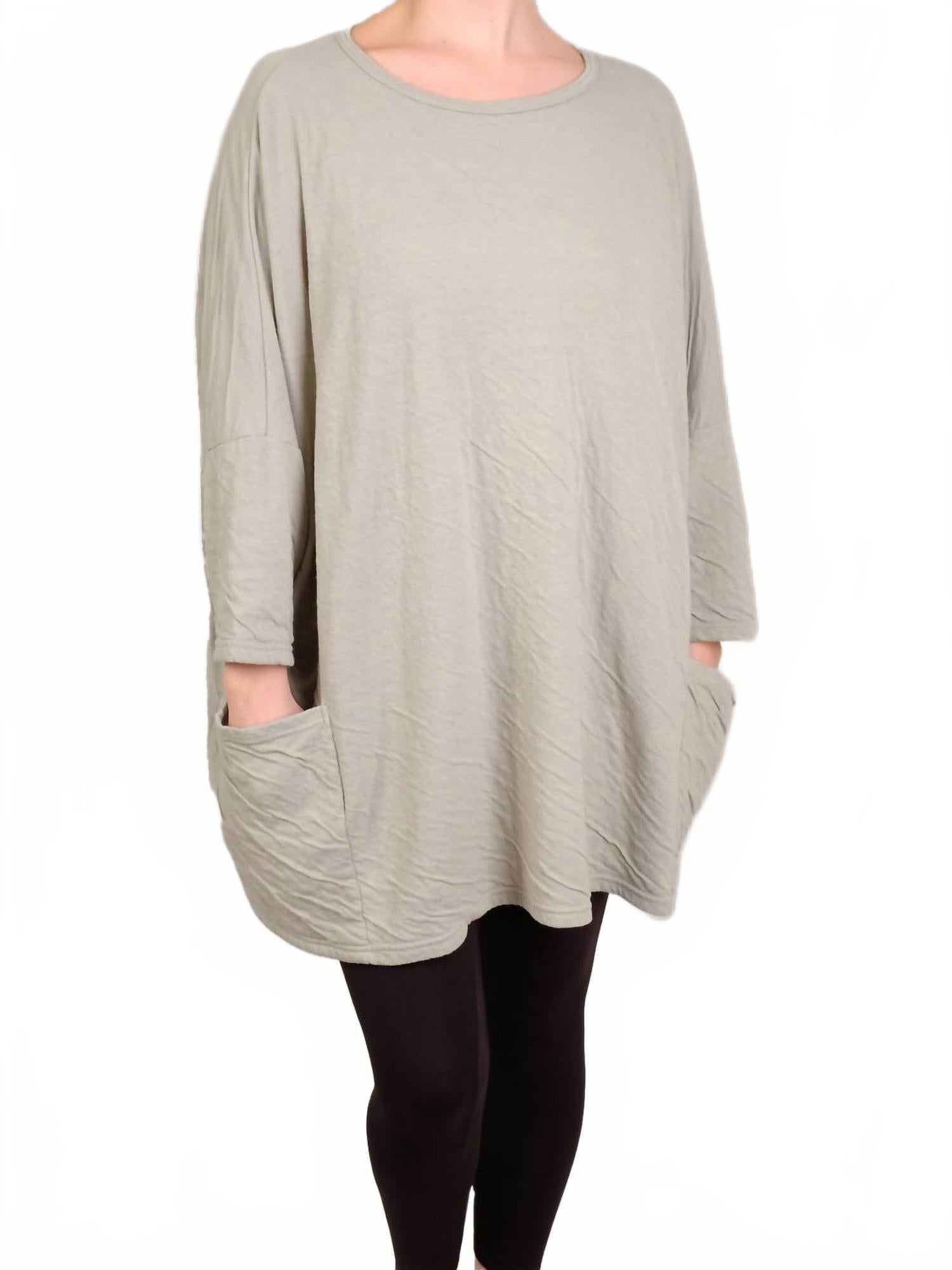 Long Sleeve Crew Pullover In Basalm Green