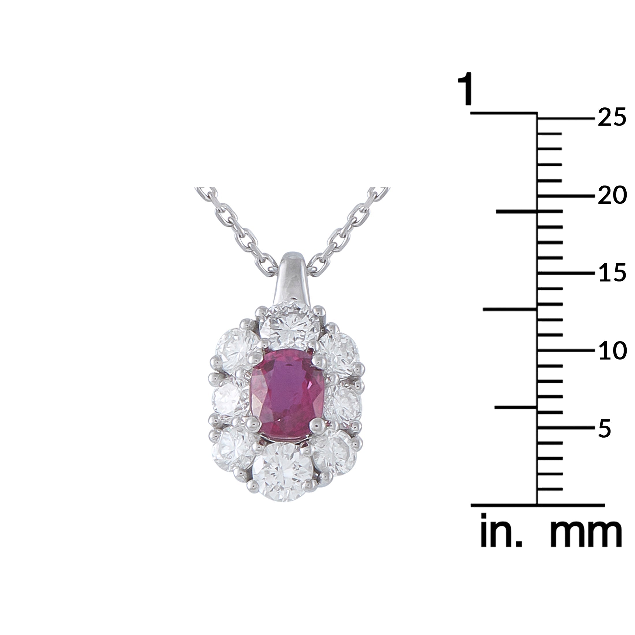 LB Exclusive 18K White Gold 1.09ct Diamond and Ruby Pendant Necklace MF25-041426