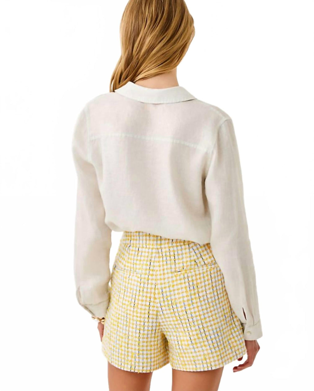 Sea View Metallic Button Blouse In Gold Foiled Coconut