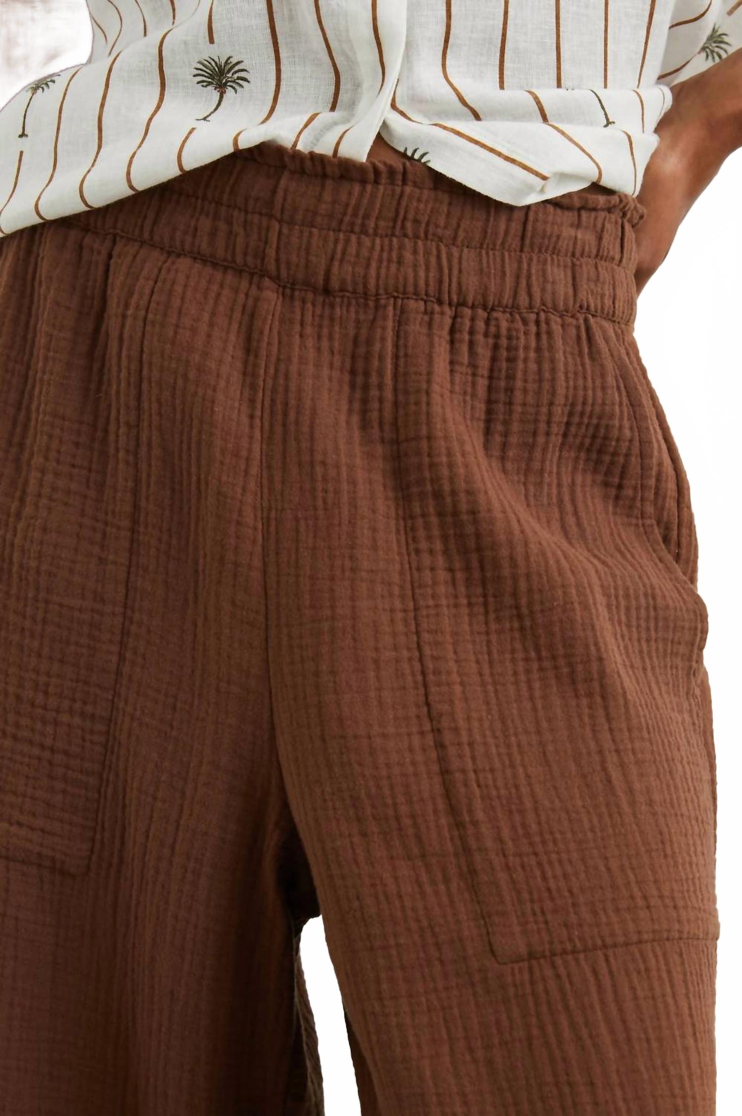 Leon Lightweight Double Gauze Pant In Cacao