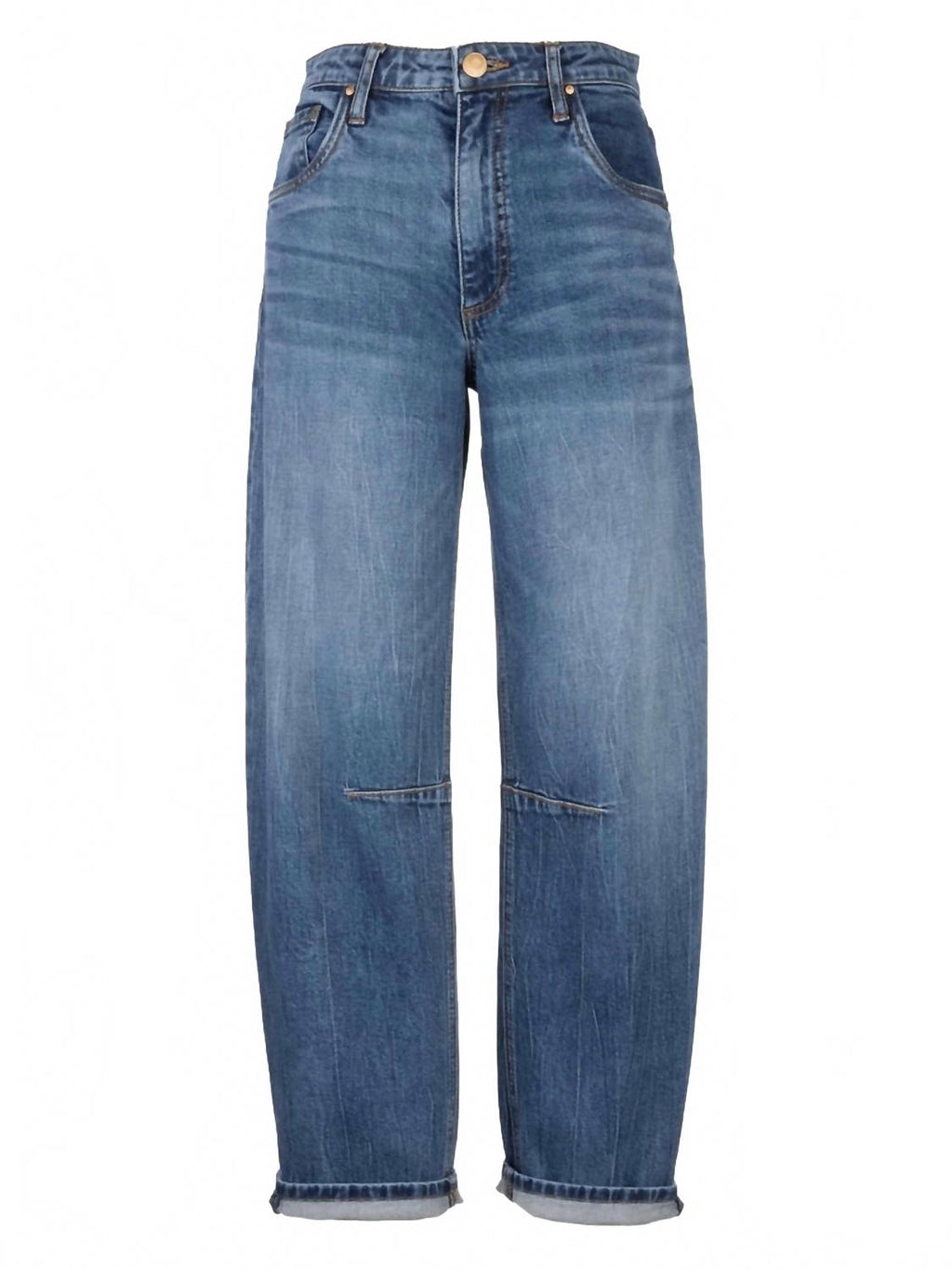 Ashley High Rise Barrel Slouchy Jeans In Blue