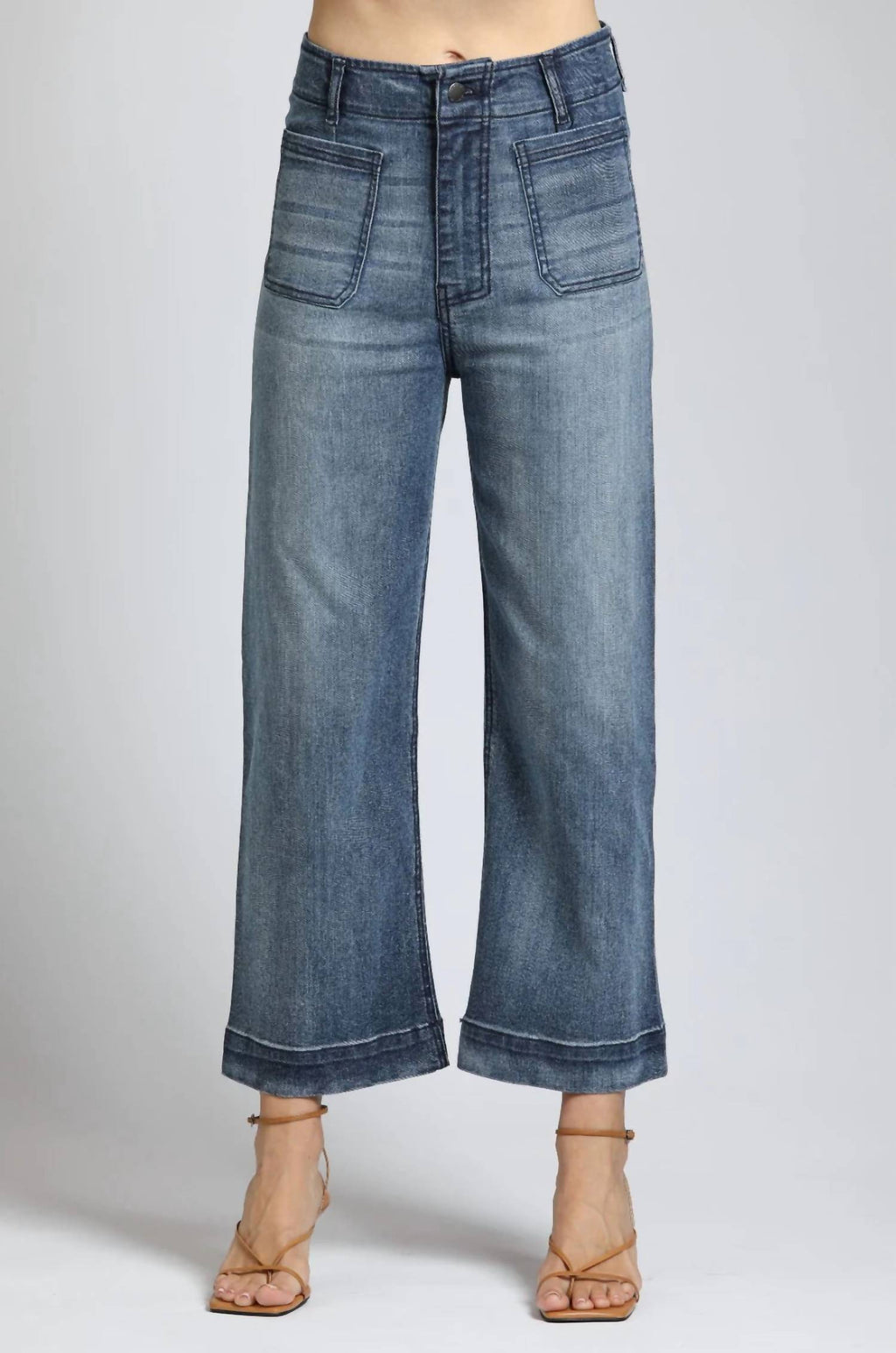 Just In Time Cropped Wide Leg Pants In Indigo