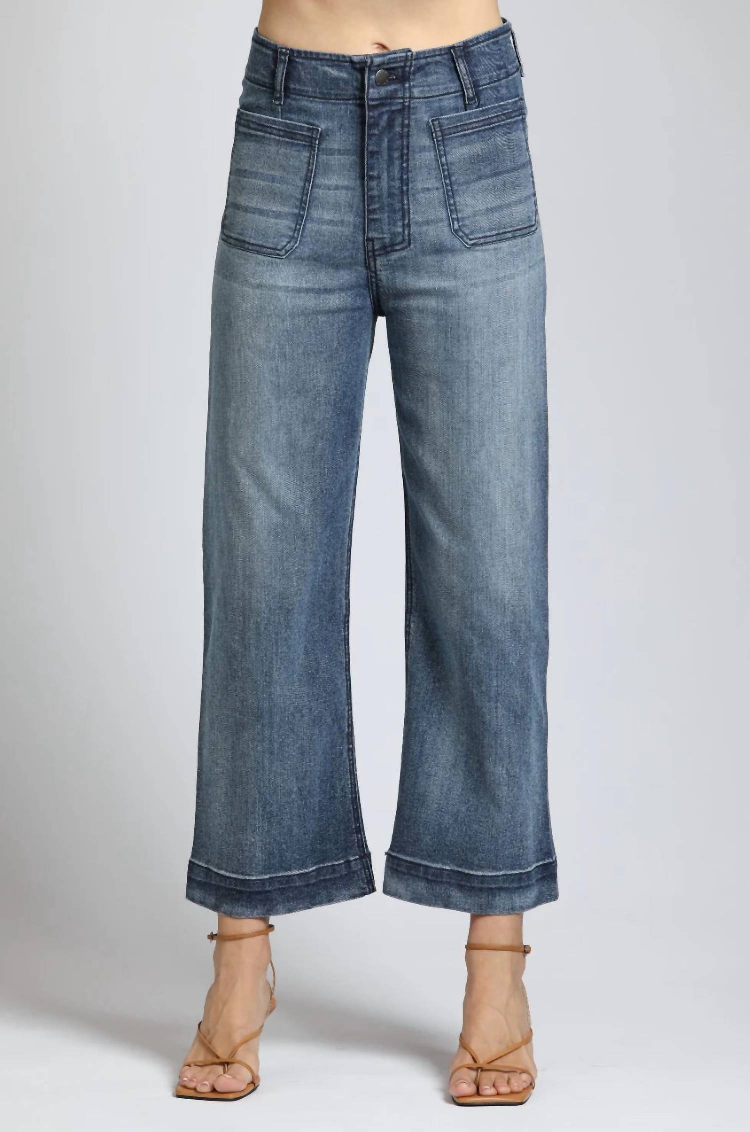 Just In Time Cropped Wide Leg Pants In Indigo