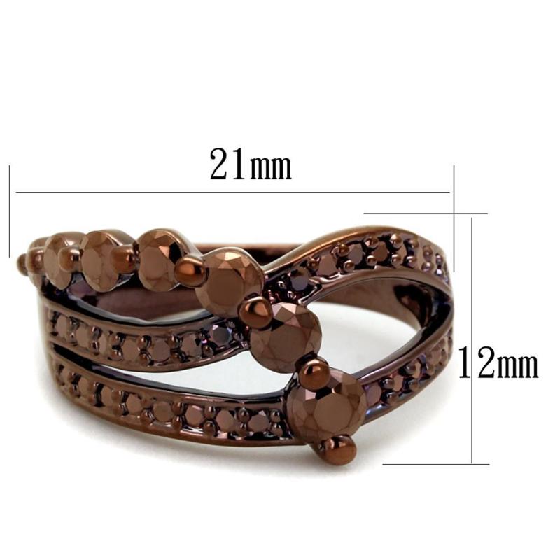 IP Coffee light Brass Ring with AAA Grade CZ in Light Coffee