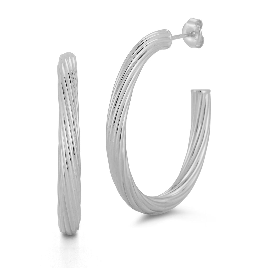 Sterling Silver Oval Twist Hoops