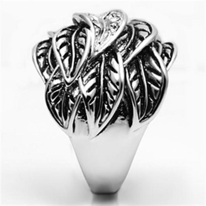Rhodium Brass Ring with Top Grade Crystal in Clear