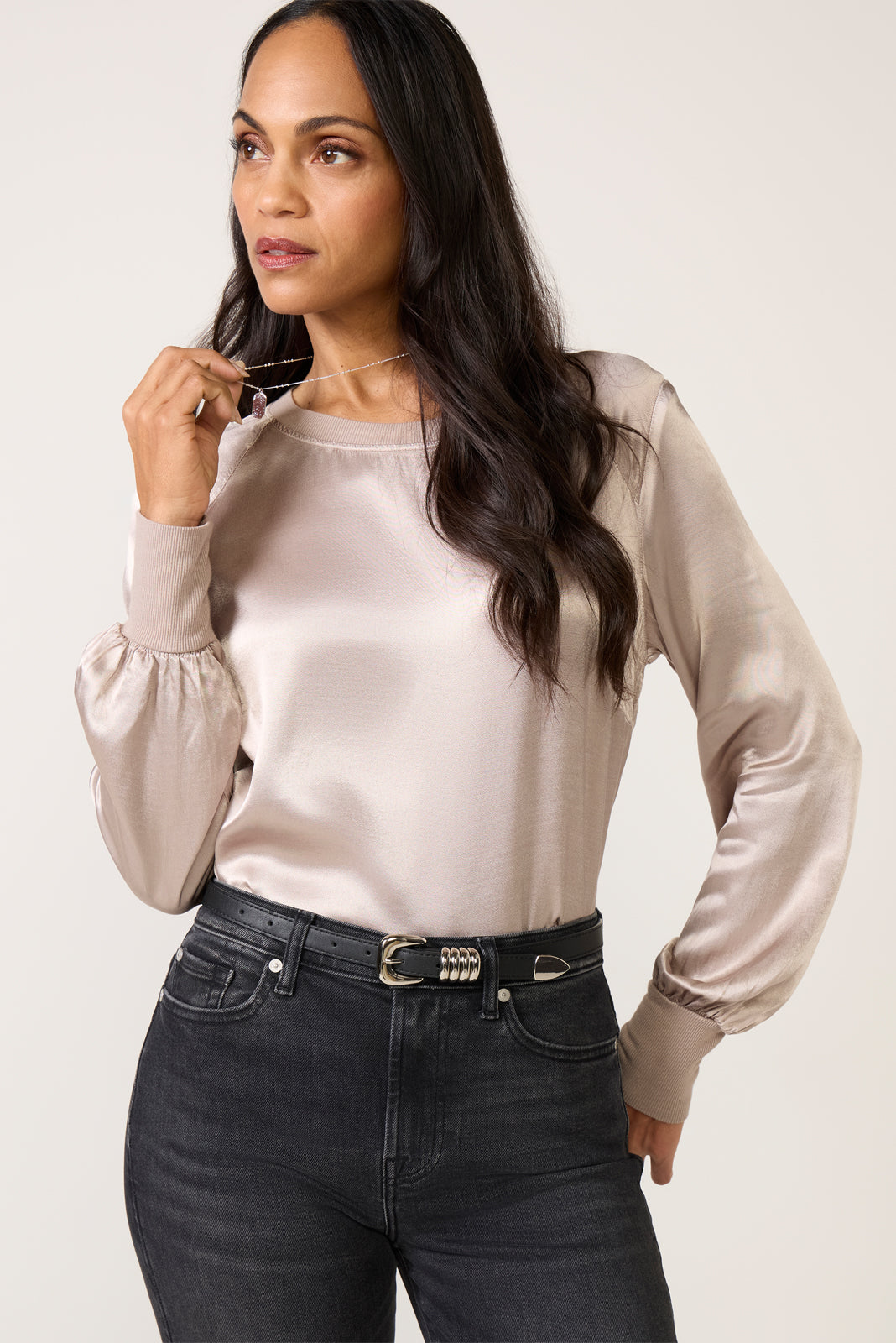 Women's City Satin Long Sleeve Top