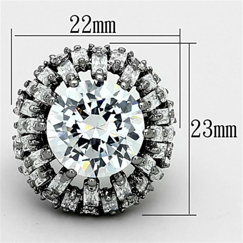 Ruthenium Brass Ring with AAA Grade CZ in Clear