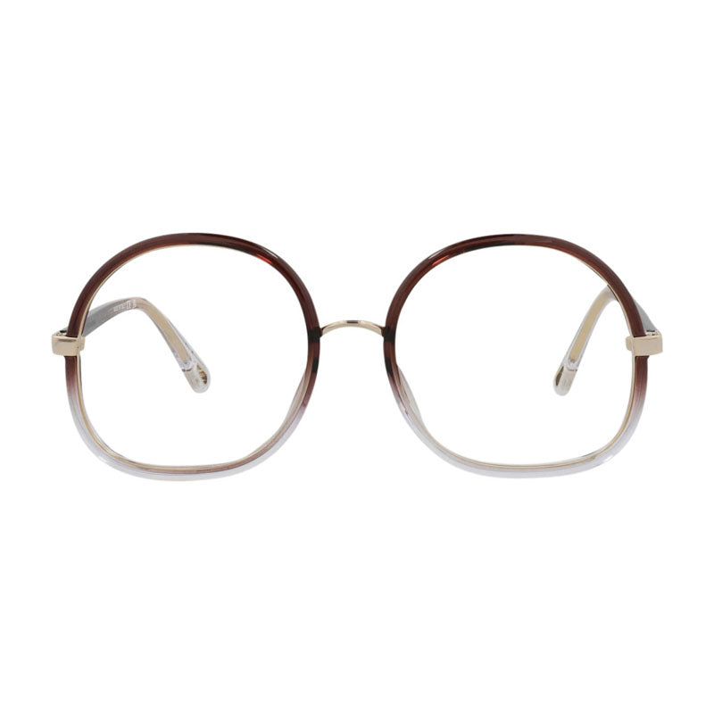 Chloe Eyeglasses Round Full Rim, Brown Gradient Frame And Clear Demo Lens Lens Ch0032O002