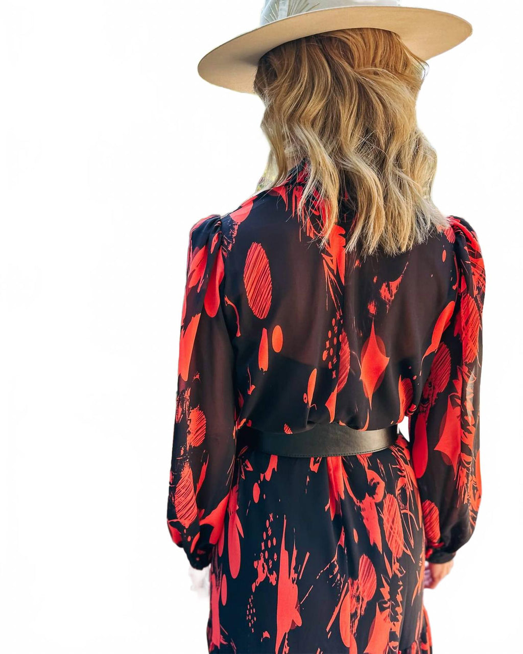 Allyn Long Sleeve Dress In Crimson