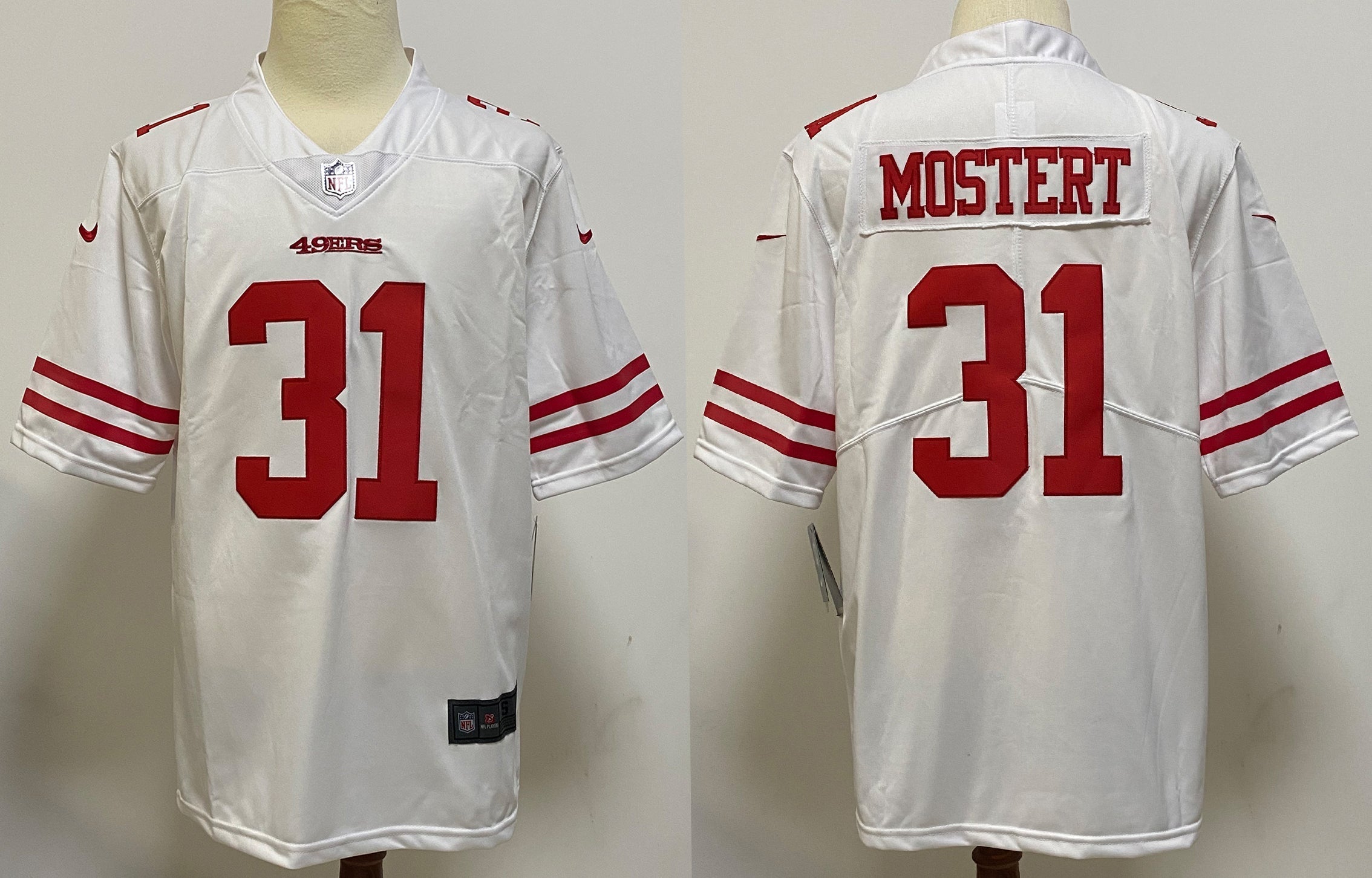 Men's San Francisco 49ers Raheem Mostert #31 White Game Player jersey