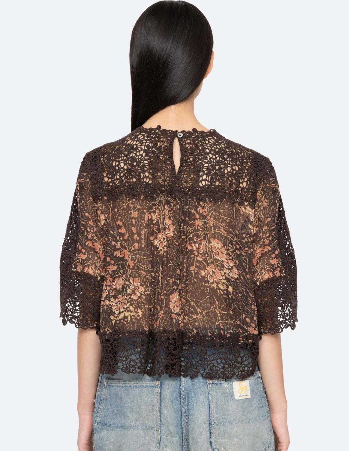 Luisa Print Top In Brown
