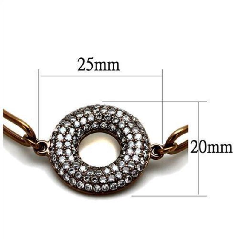 IP Coffee light Stainless Steel Bangle with AAA Grade CZ in Clear