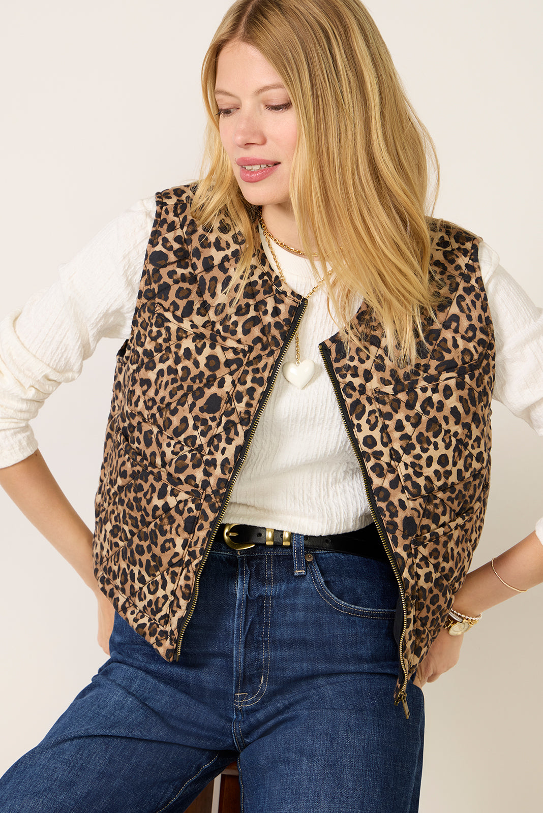 Women's Theo Quilted Leopard Vest
