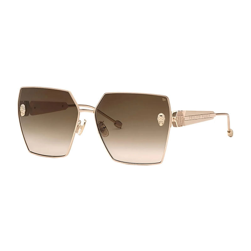 Philipp Plein Sunglasses Square Full Rim, Ivory Frame And Brown Gradient Lens Spp122S0F47