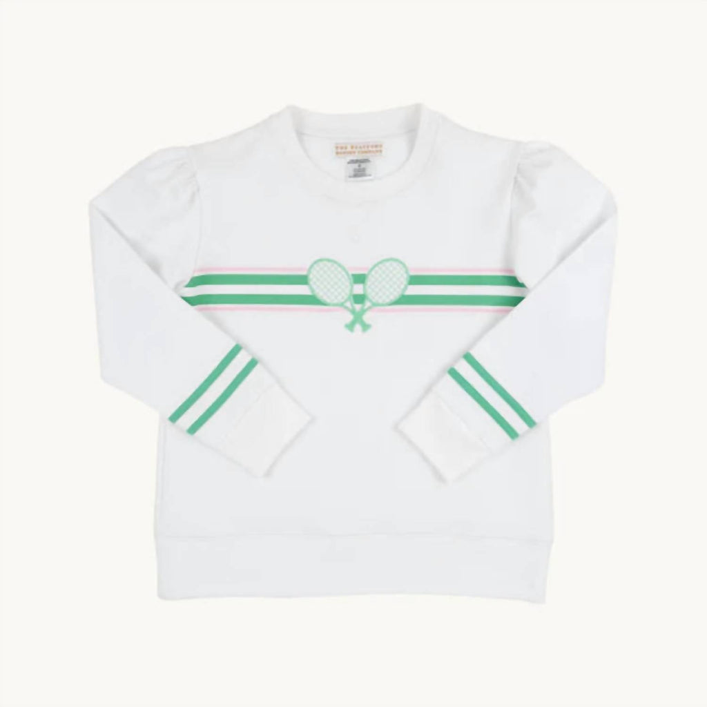 Puff Sleeve Cassidy Comfy Crewneck Sweater In Worth Avenue White