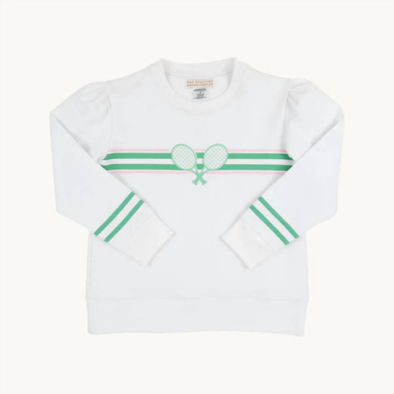 Puff Sleeve Cassidy Comfy Crewneck Sweater In Worth Avenue White