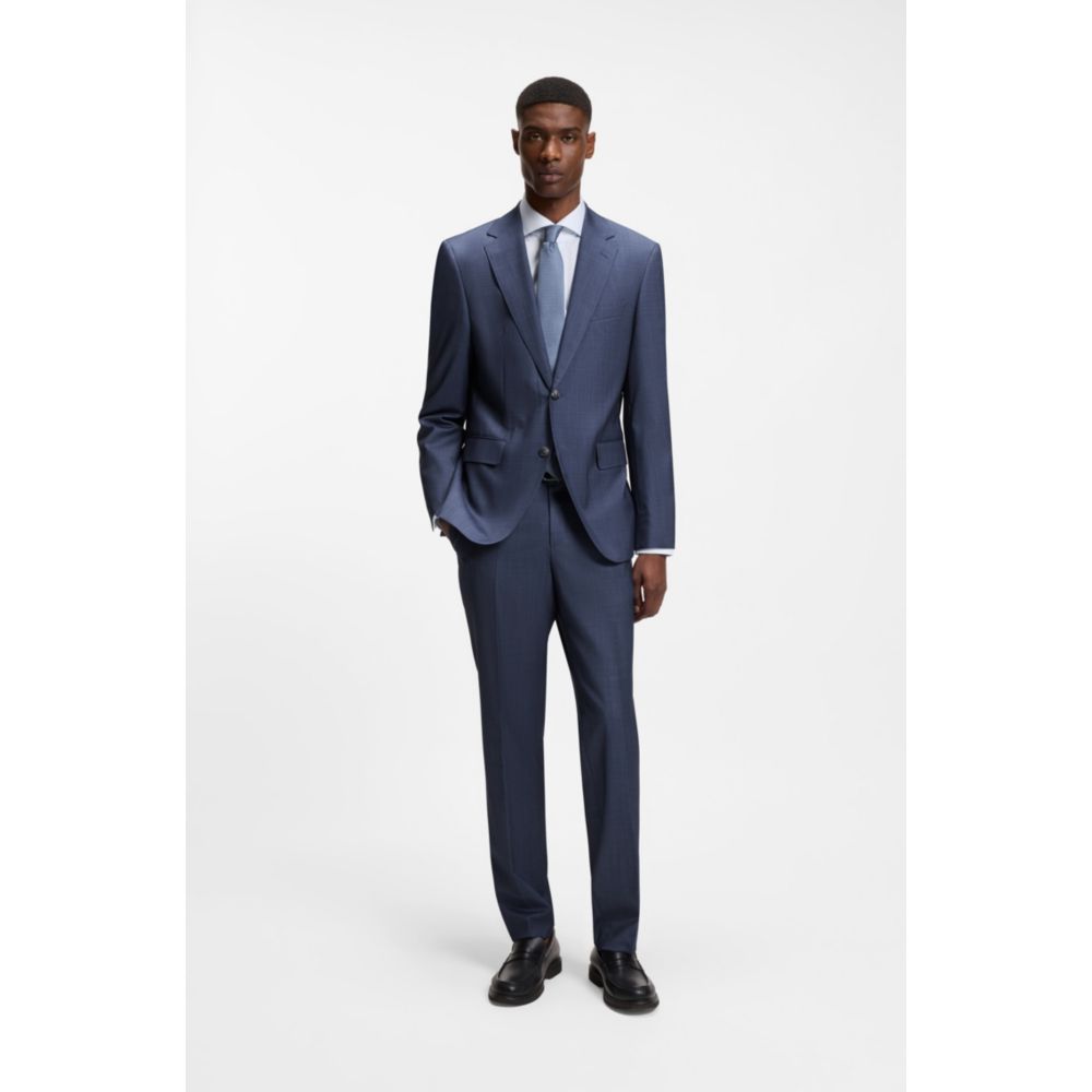 Two-piece regular-fit suit in virgin wool and silk
