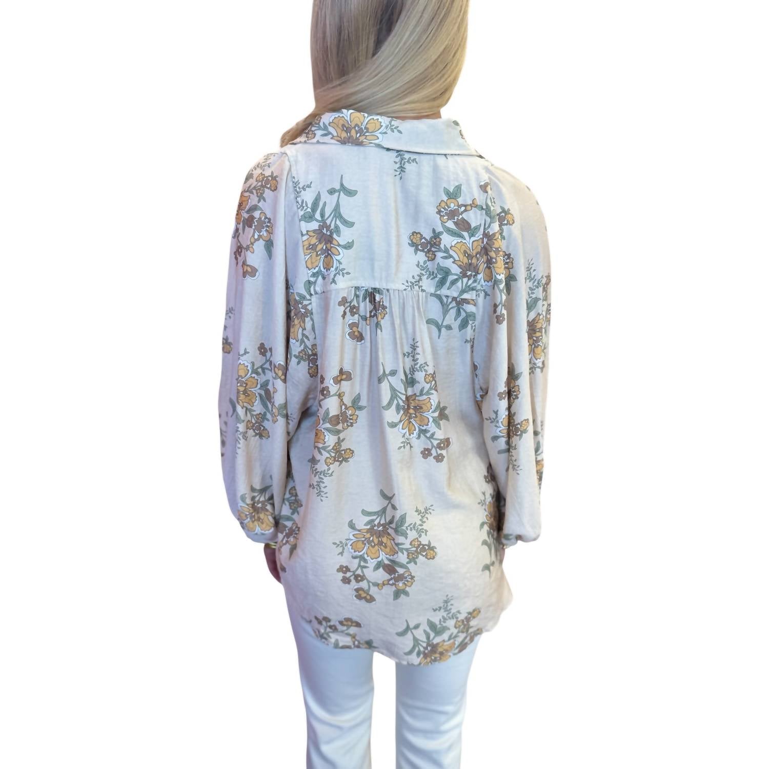 Floral Top In Ecru