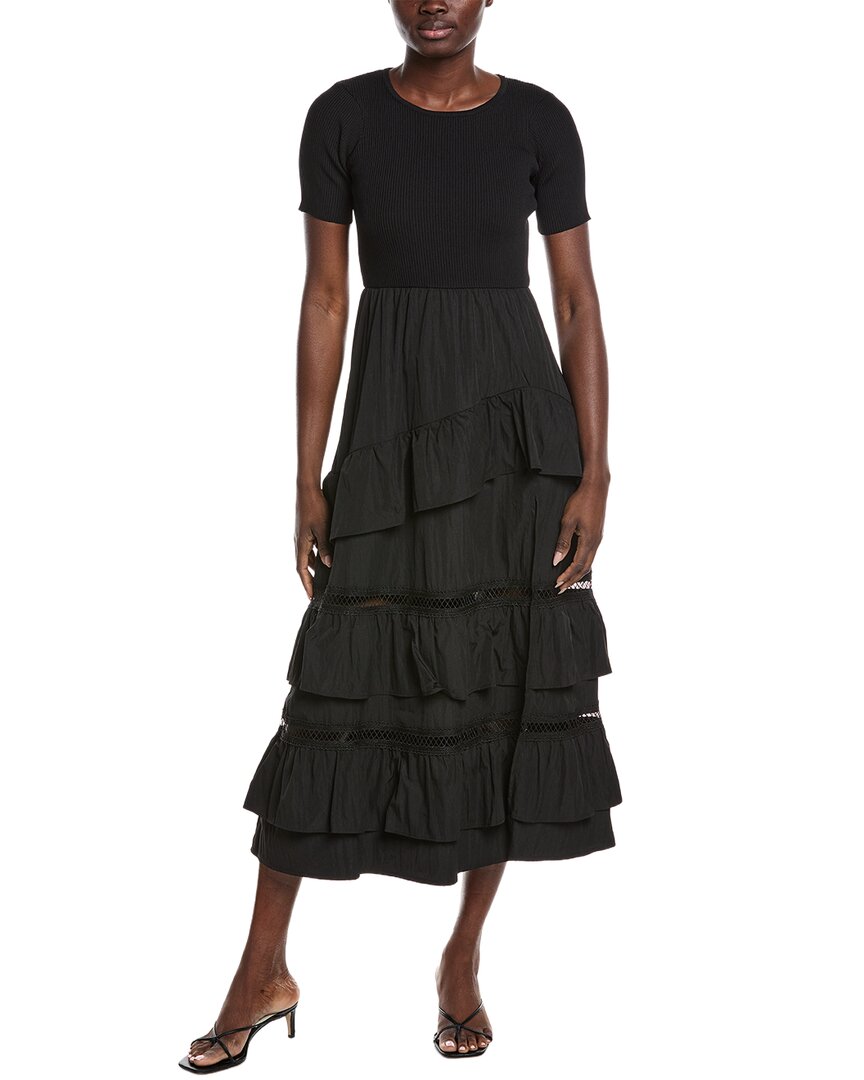 Gracia Half Knit Tiered Midi Dress