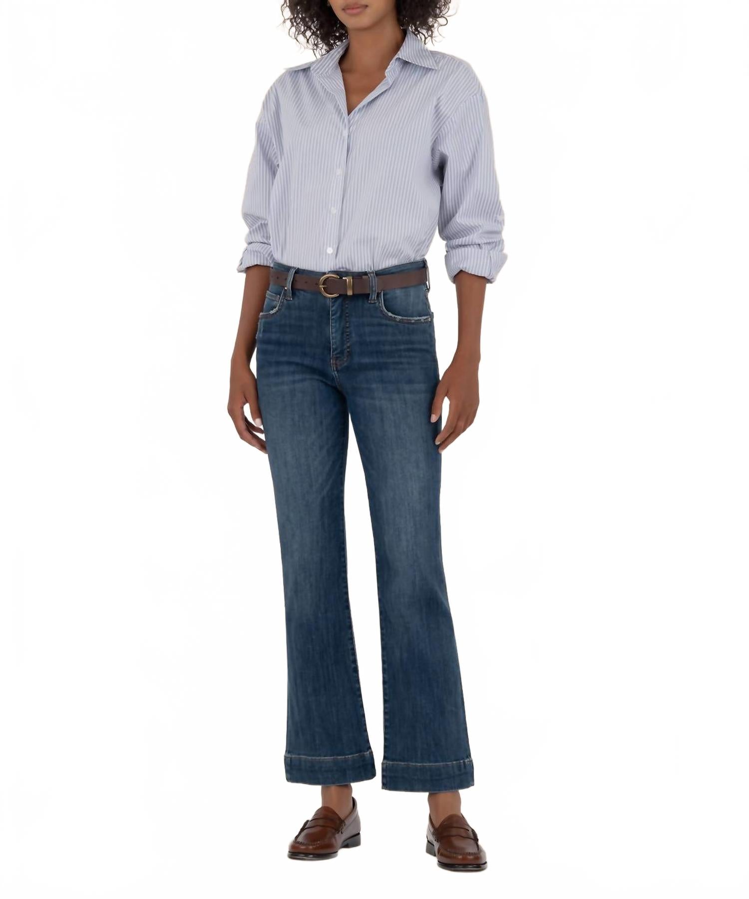 Kelsey High Rise Fab Ab Ankle Flare Wide Hem In Vibrant