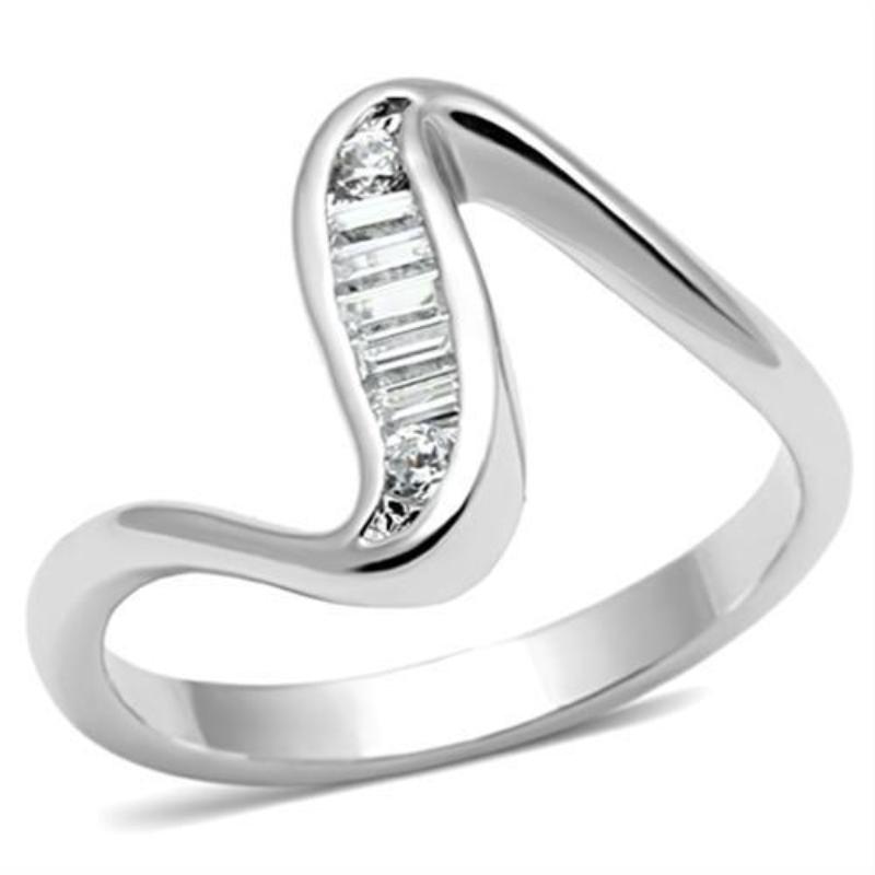 Rhodium Brass Ring with AAA Grade CZ in Clear
