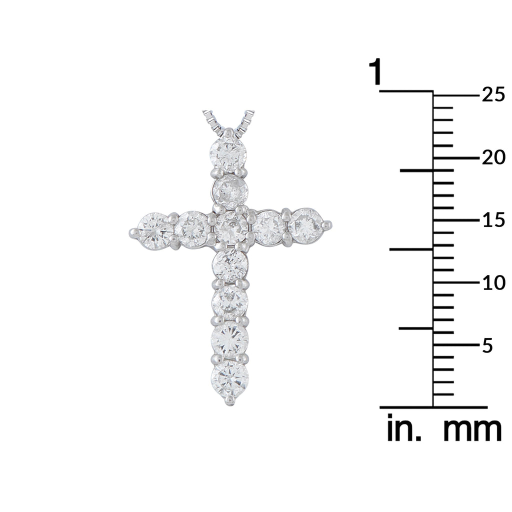 LB Exclusive Platinum 1.03ct Diamond Cross Pendant Necklace MF41-041326