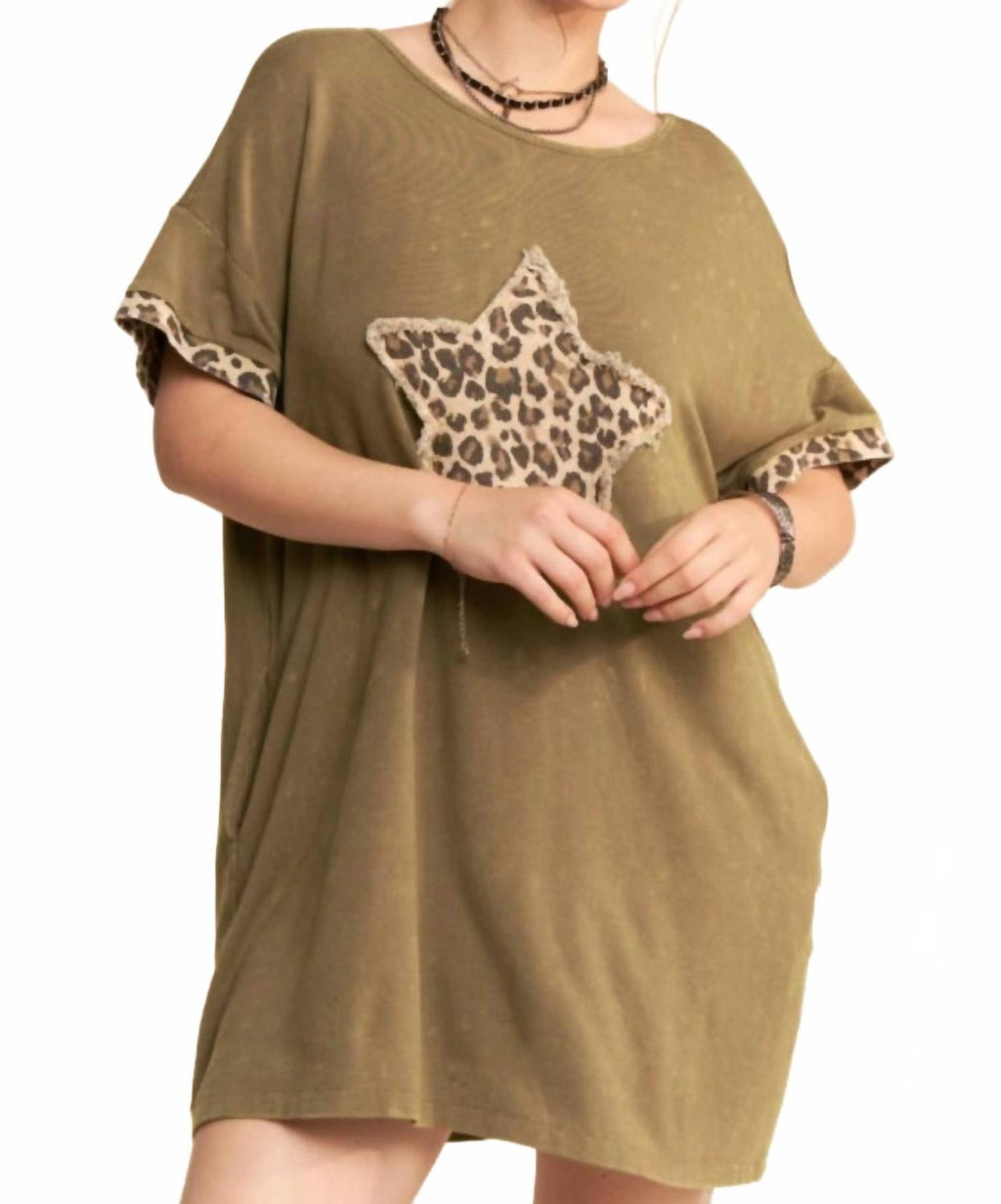 Top Of The World Tshirt Dress In Dark Olive
