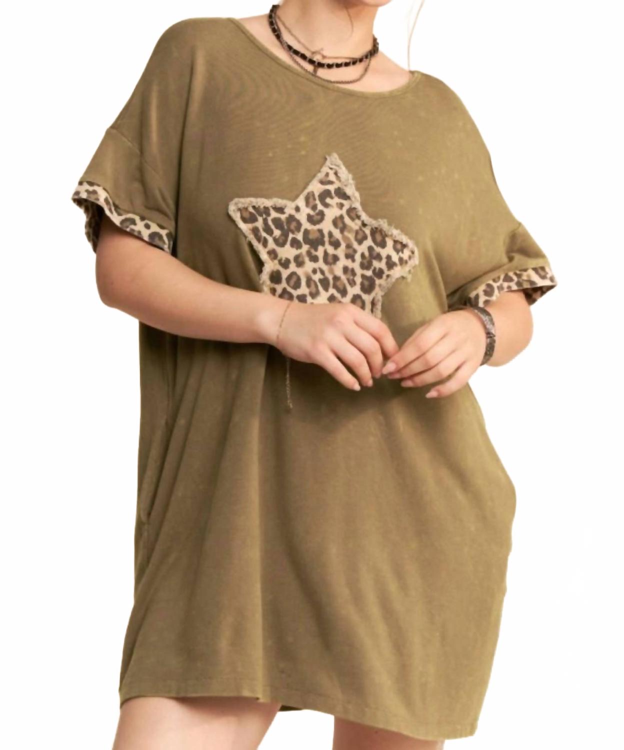 Top Of The World Tshirt Dress In Dark Olive