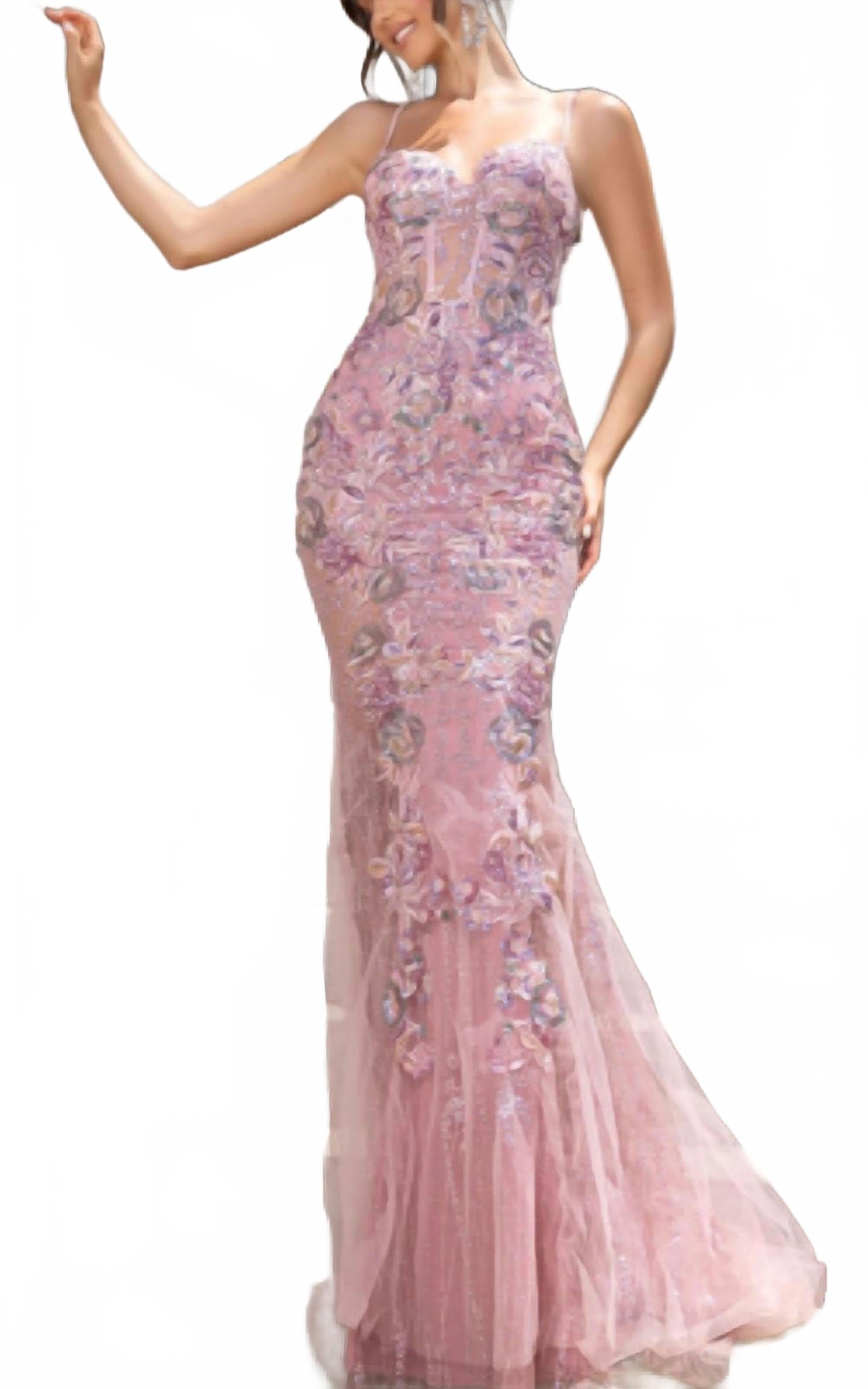 Beaded Corset Dress In Blush