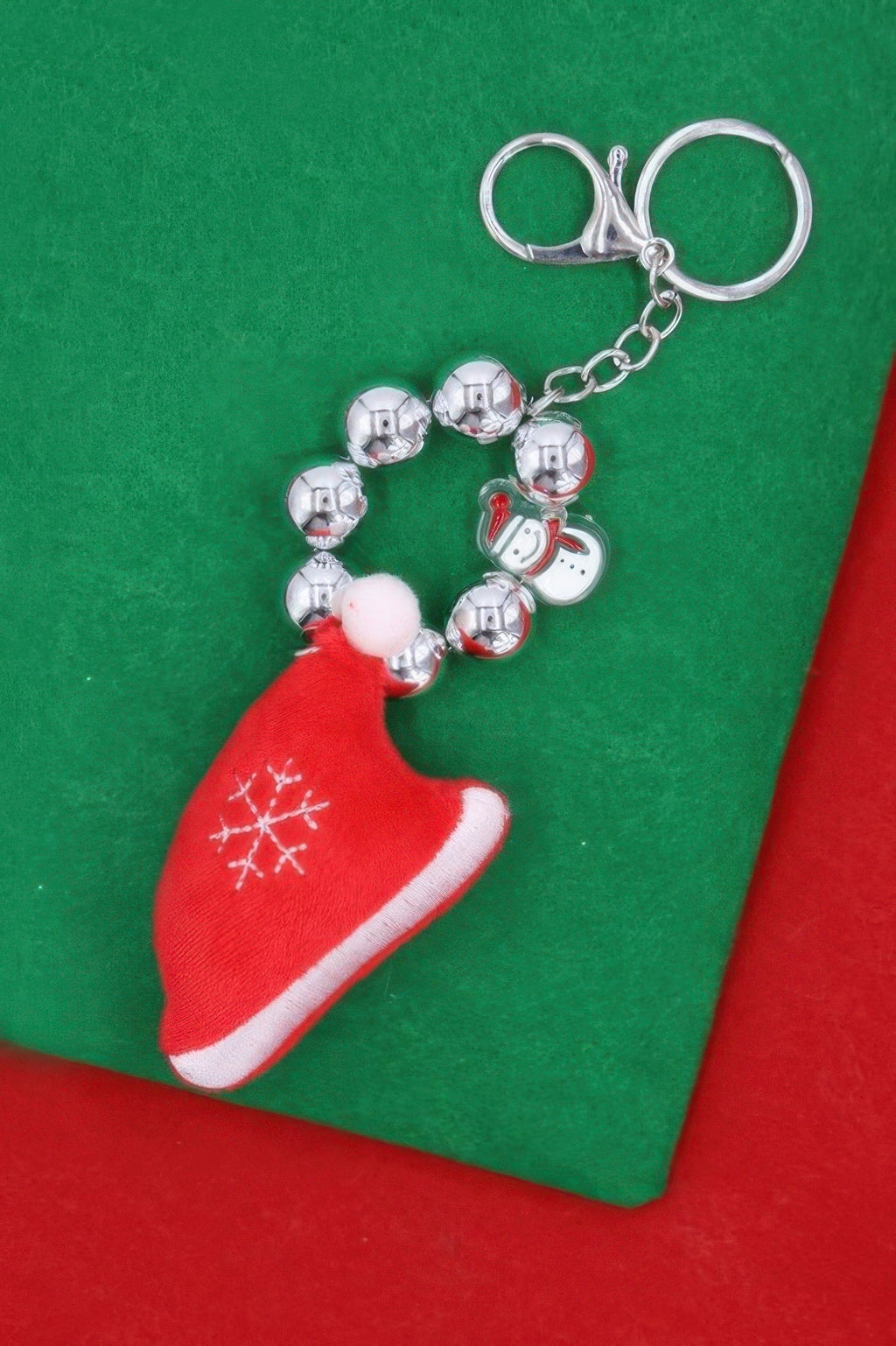 Jingle Bell Santa Hat Christmas Keychain Ornament