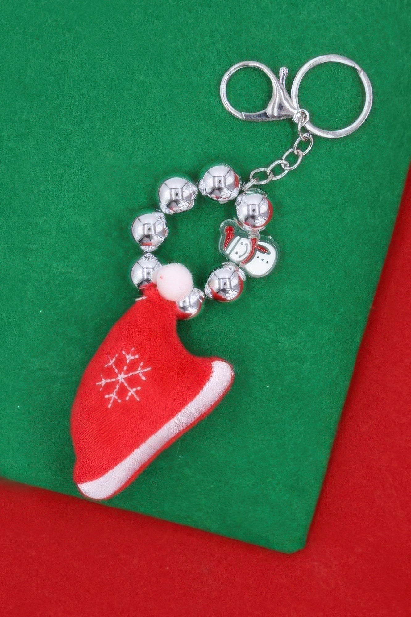 Jingle Bell Santa Hat Christmas Keychain Ornament