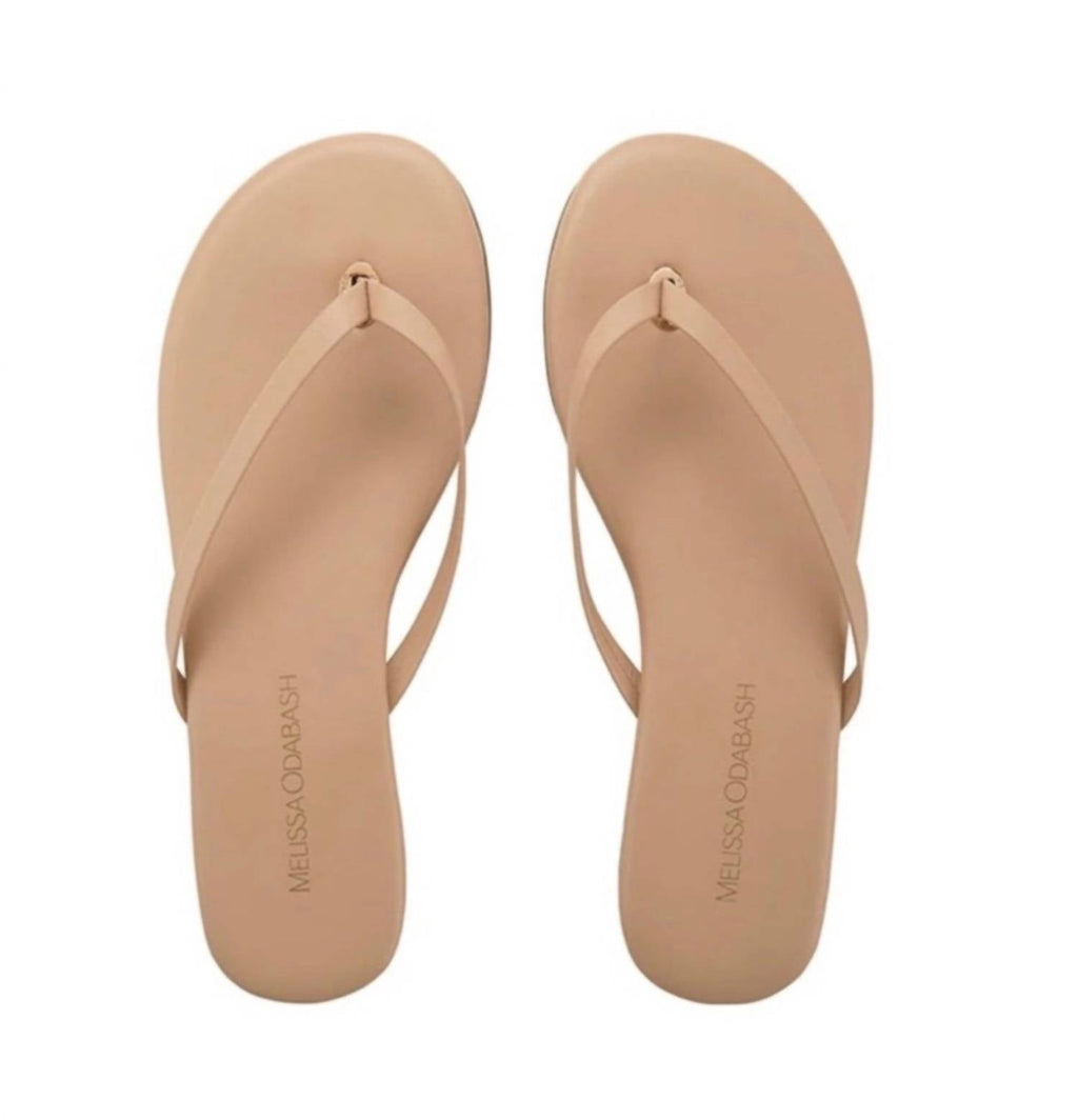 Women's Leather Flip Flops Sandal In Nude