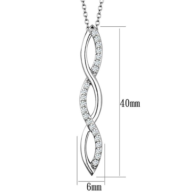 Rhodium Brass Chain Pendant with AAA Grade CZ in Clear