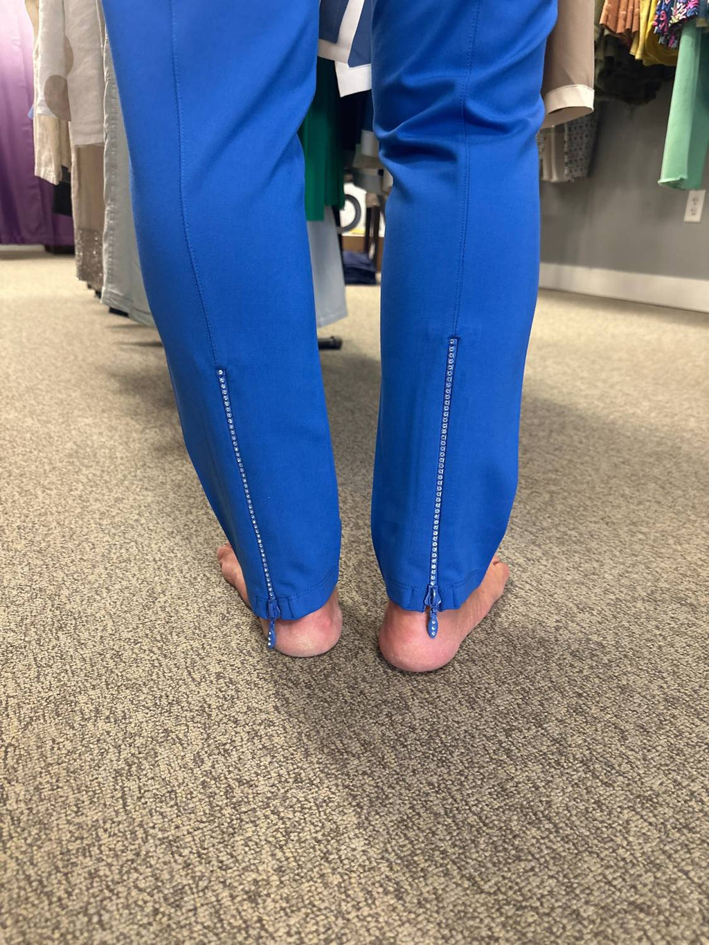 Rhinestone Ankle Pants In Deep Sea