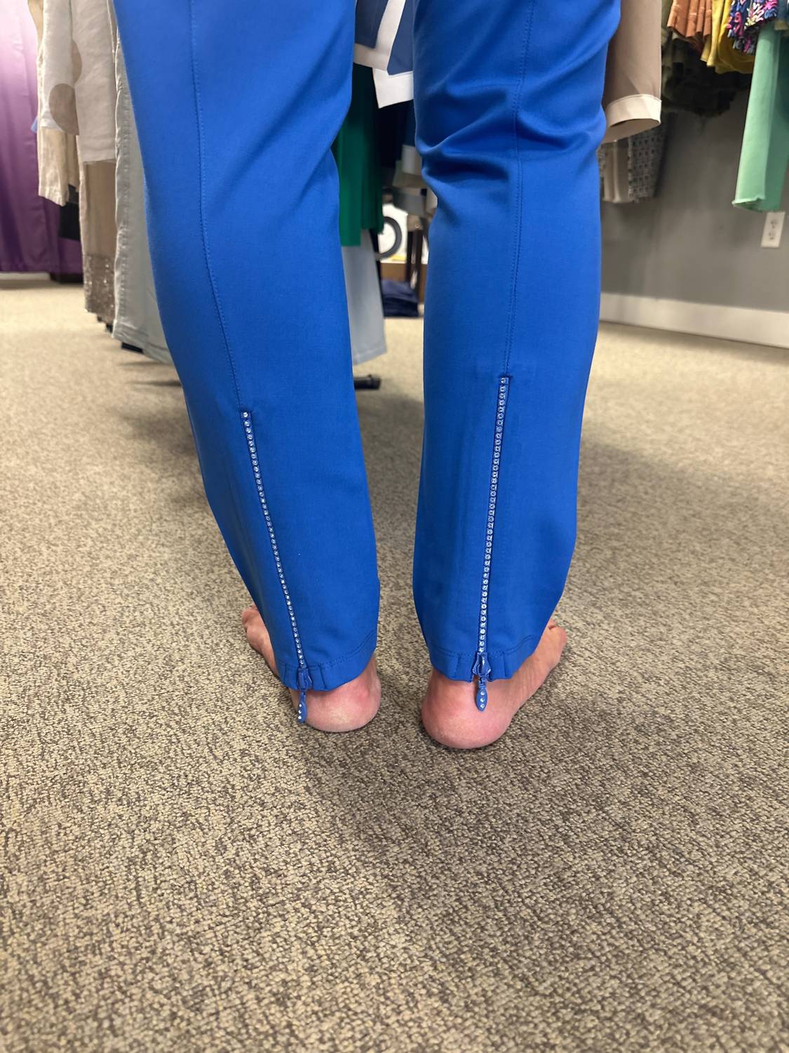 Rhinestone Ankle Pants In Deep Sea