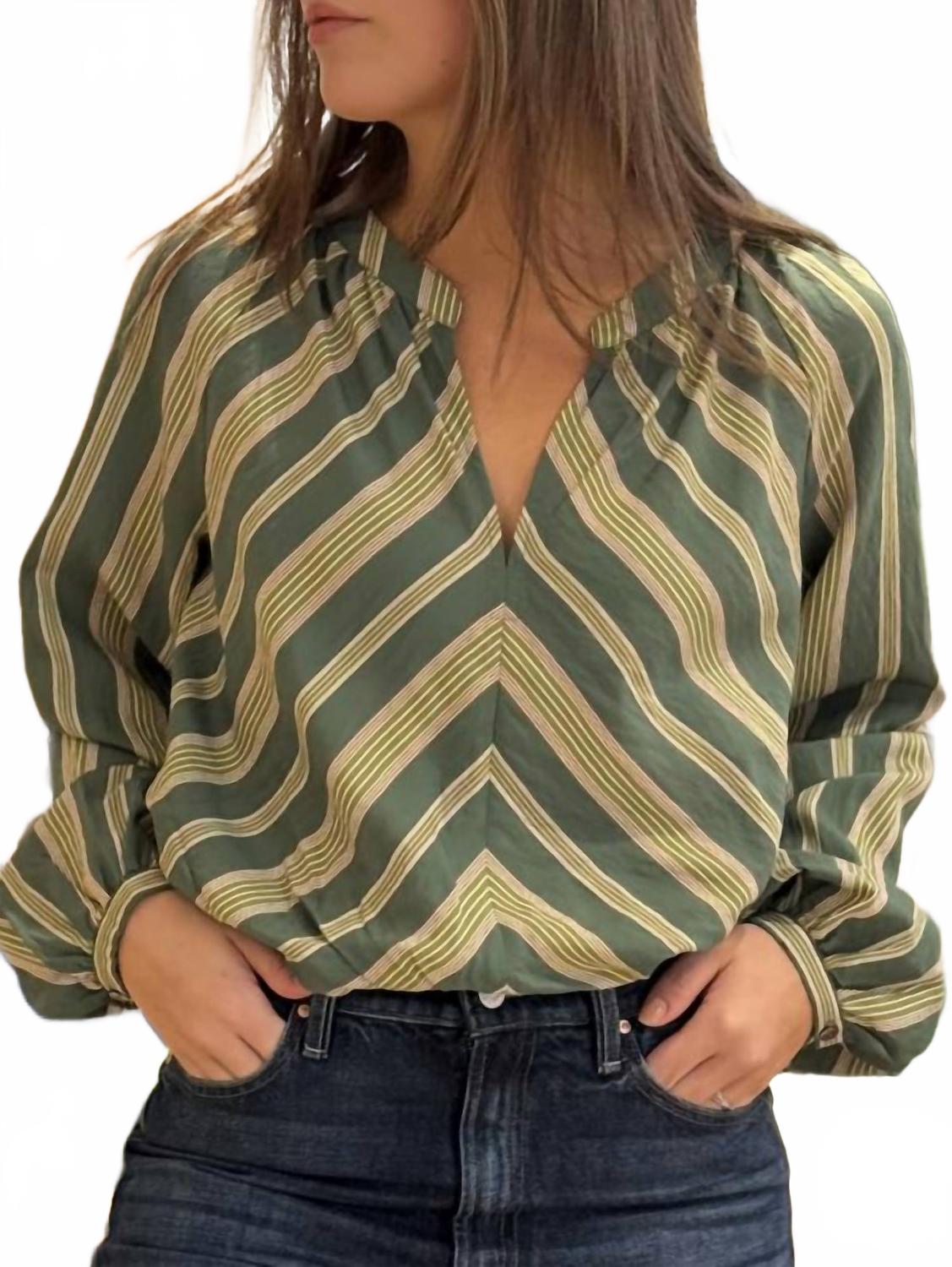 Julien Long Sleeve Top In Spruce Stripe