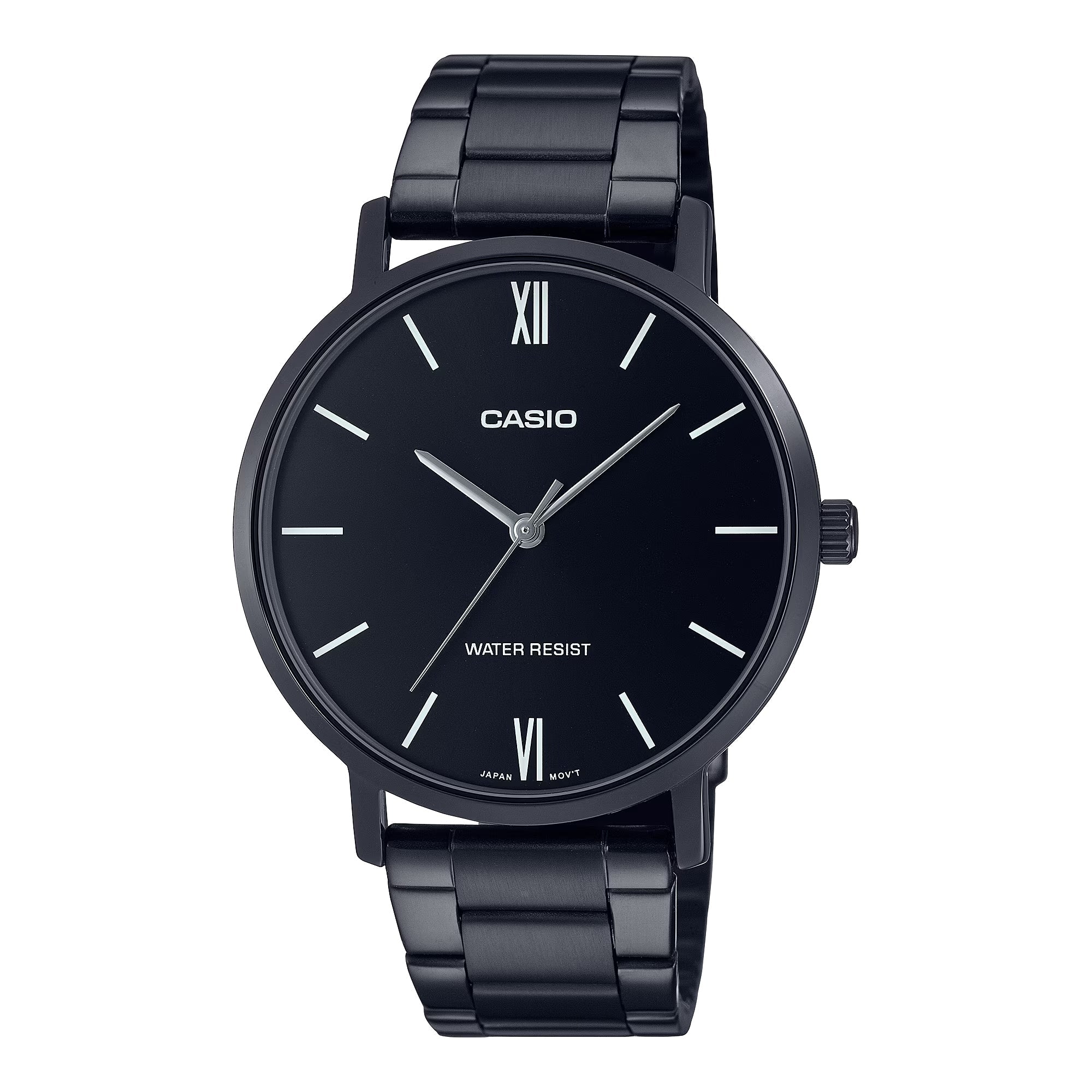 Casio Men’s Black Stainless Steel Watch Black Dial - MTP-VT01B-1BUDF