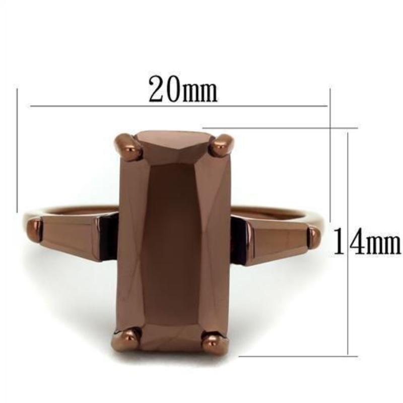 IP Coffee light Brass Ring with AAA Grade CZ in Light Coffee