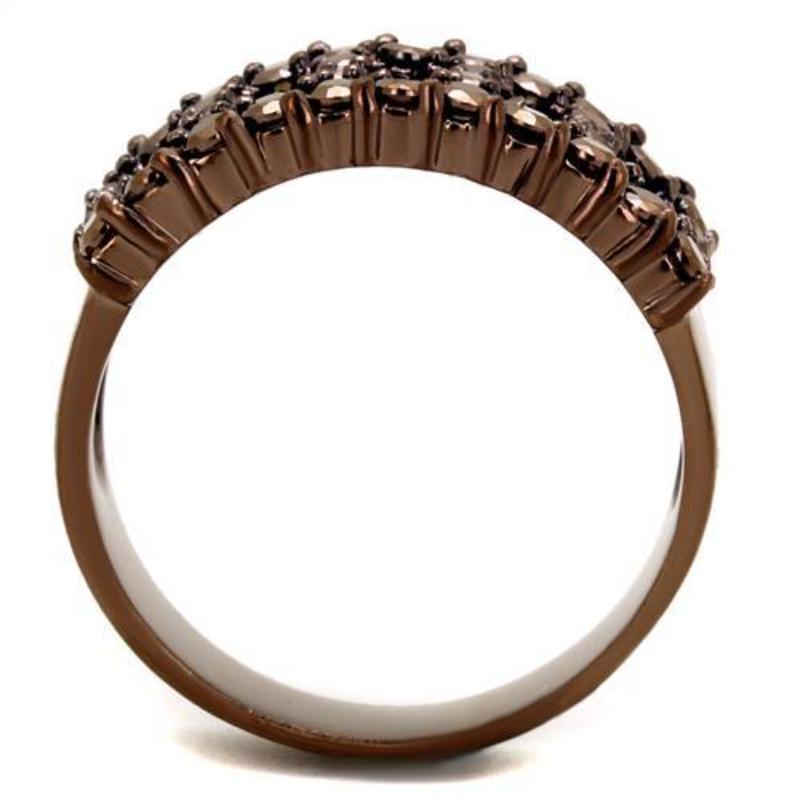 IP Coffee light Brass Ring with AAA Grade CZ in Light Coffee